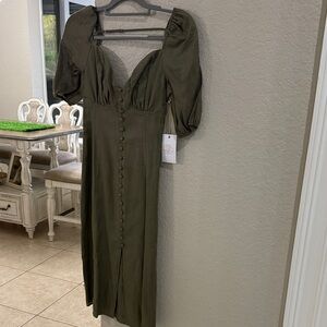 Chic Long Sleeve Olive Dress